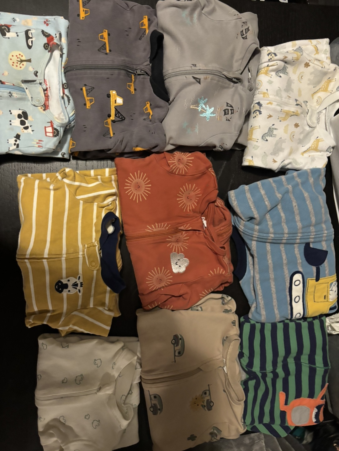 Bundle of 11 Baby Sleepers and 2 Grinch Outfits