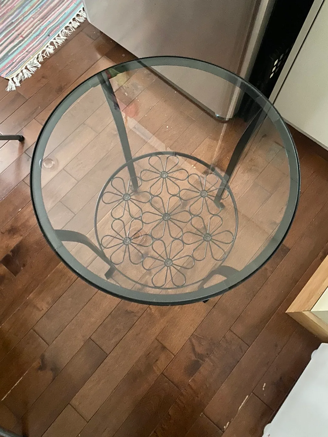 Glass-top side table with metal base #Freecycle image indicator(3)