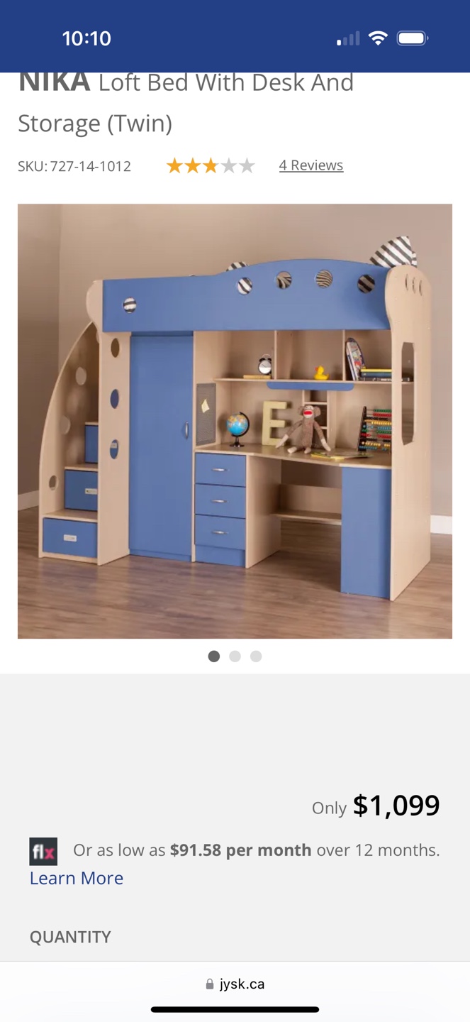NIKA Loft Bed with Desk and Storage (Twin)