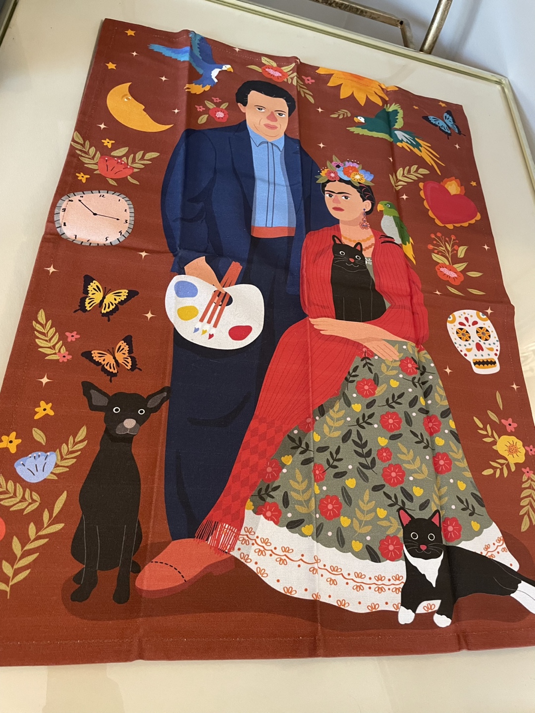 Frida Kahlo & Diego Rivera Tea Towel NEW
