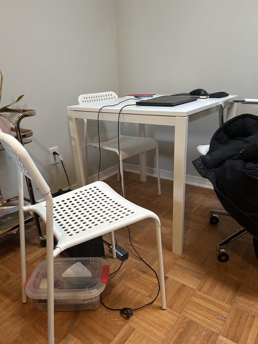 IKEA MELLTORP/ADDE White Table and Two Chairs Set