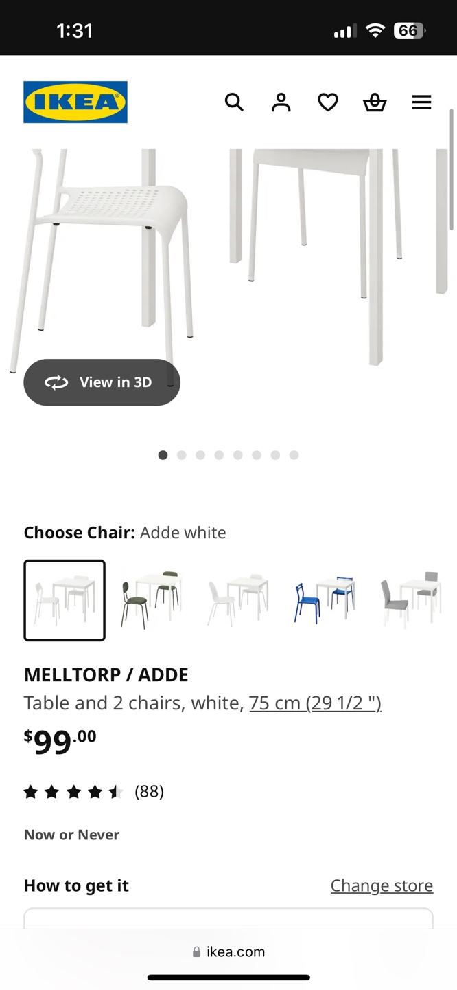 IKEA MELLTORP/ADDE White Table and Two Chairs Set - photo 2