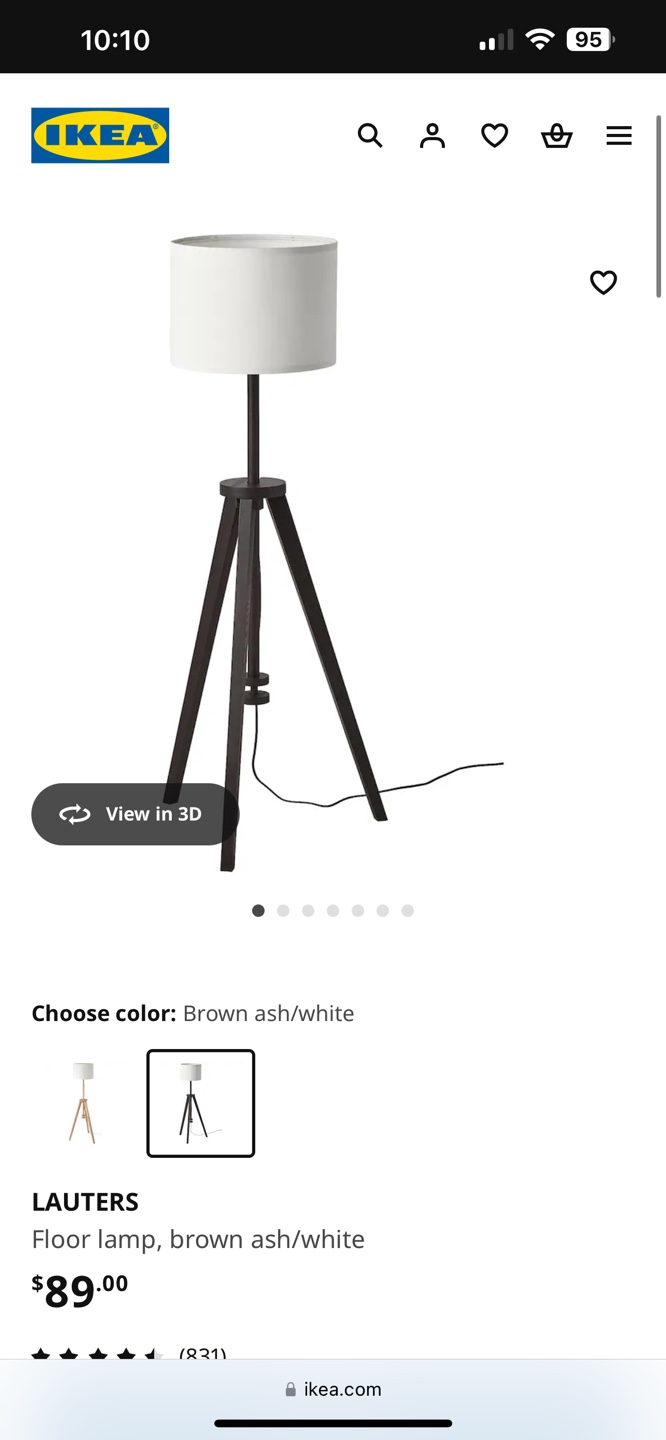 IKEA LAUTERS Floor Lamp - Brown Ash/White