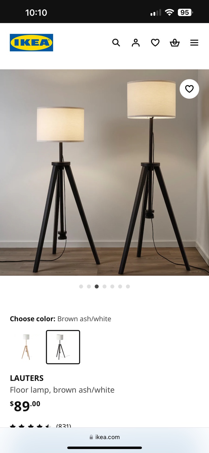 IKEA LAUTERS Floor Lamp - Brown Ash/White - photo 2