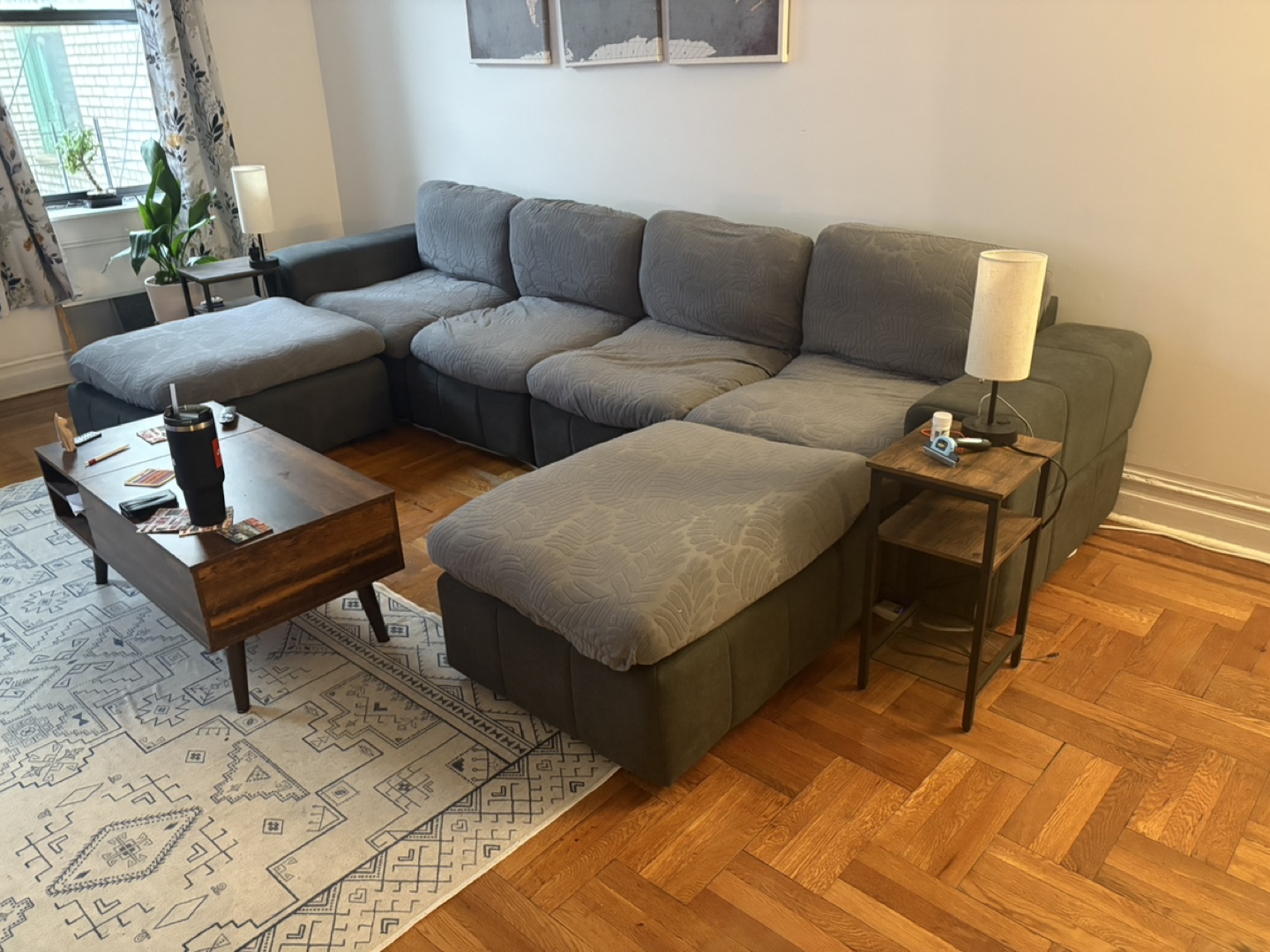 Gray Sectional Sofa with Chaise Lounge