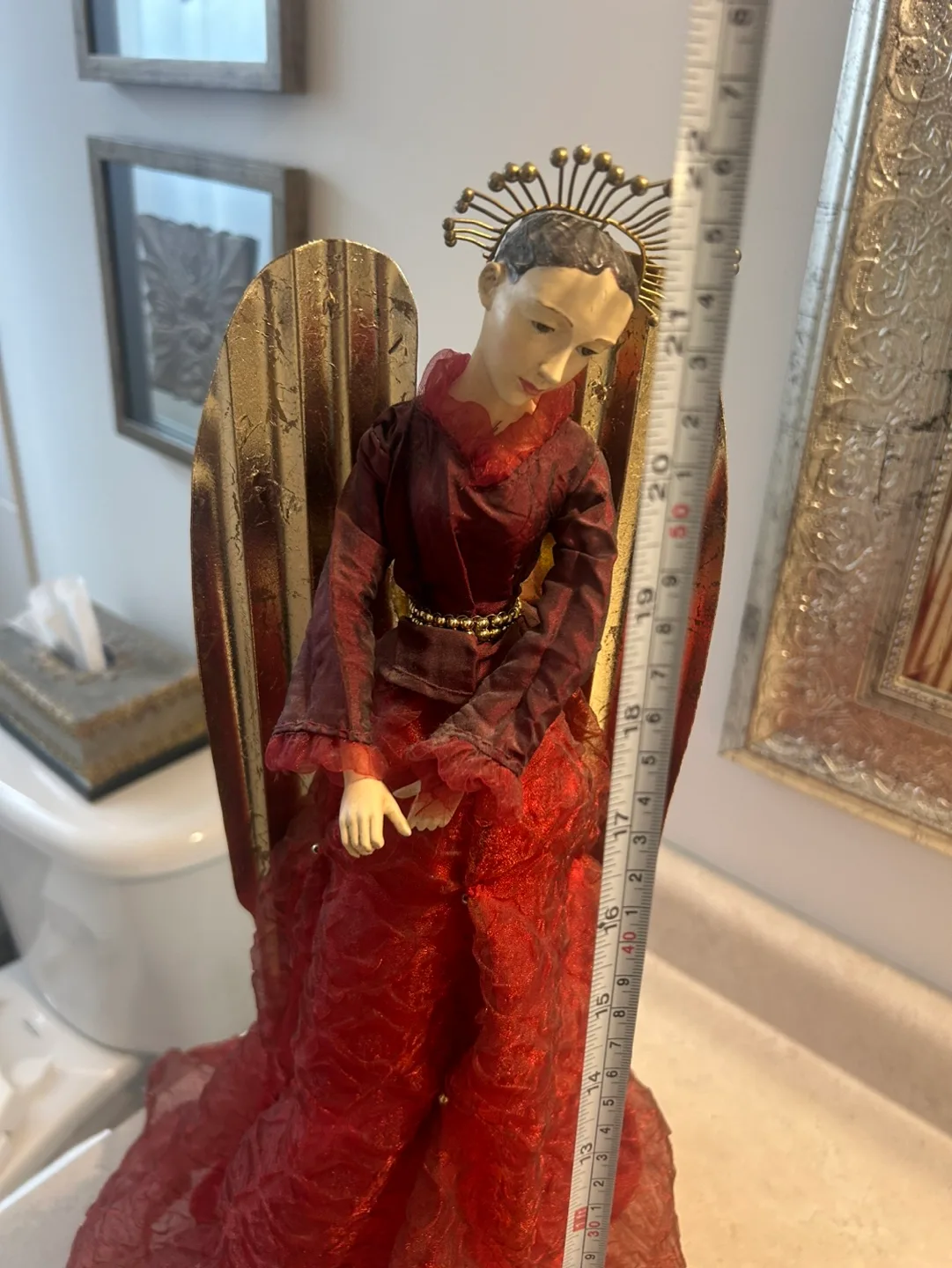 Free:  Red Angel Figurine Christmas Decor image indicator(3)