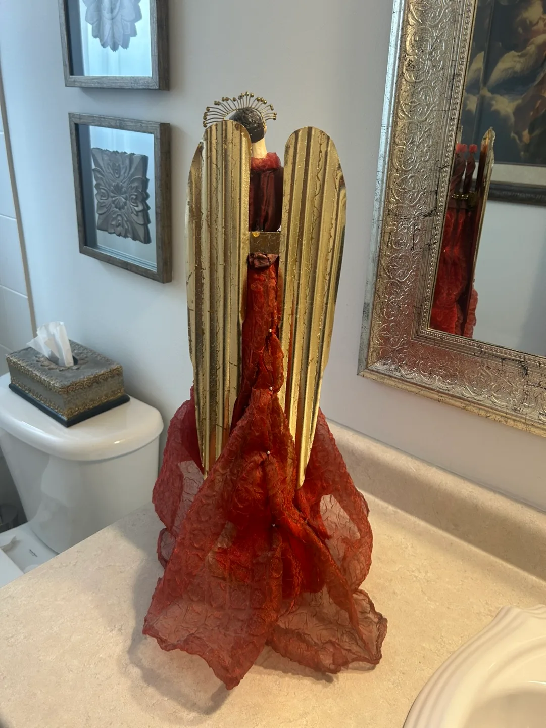 Free:  Red Angel Figurine Christmas Decor image indicator(2)