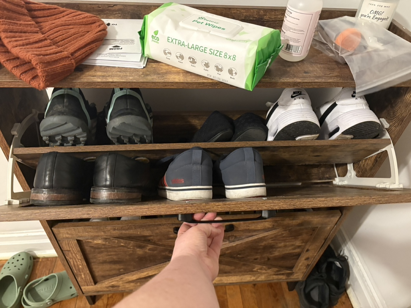 Rustic Brown Wooden Shoe Rack - photo 3