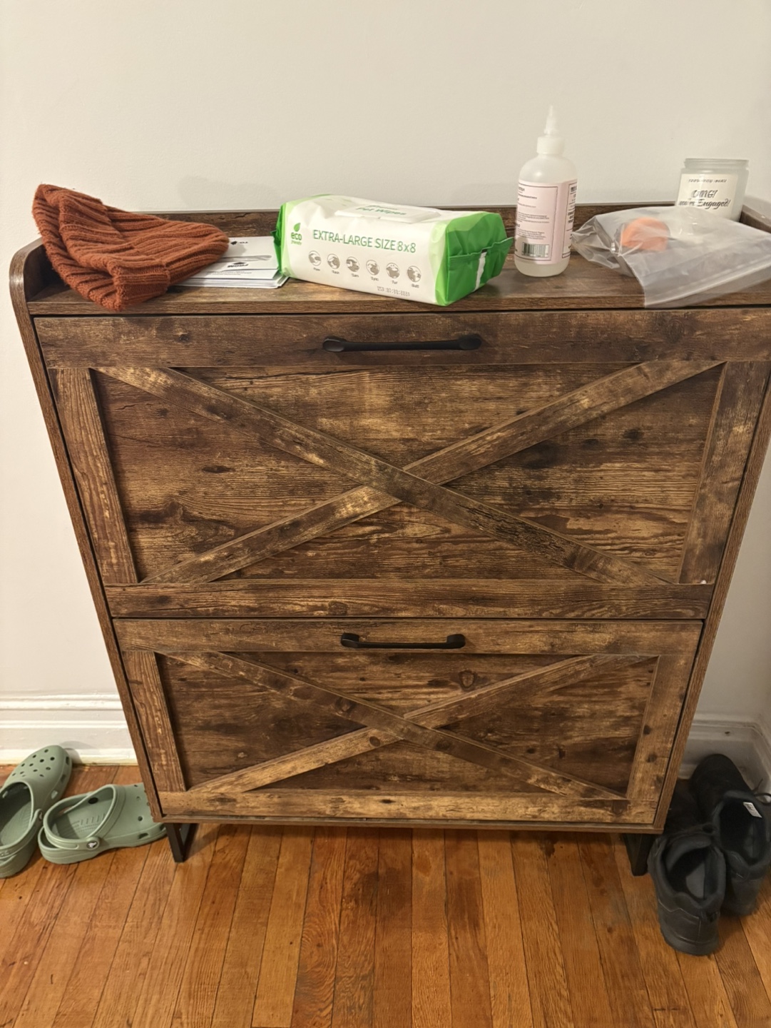 Rustic Brown Wooden Shoe Rack - photo 2