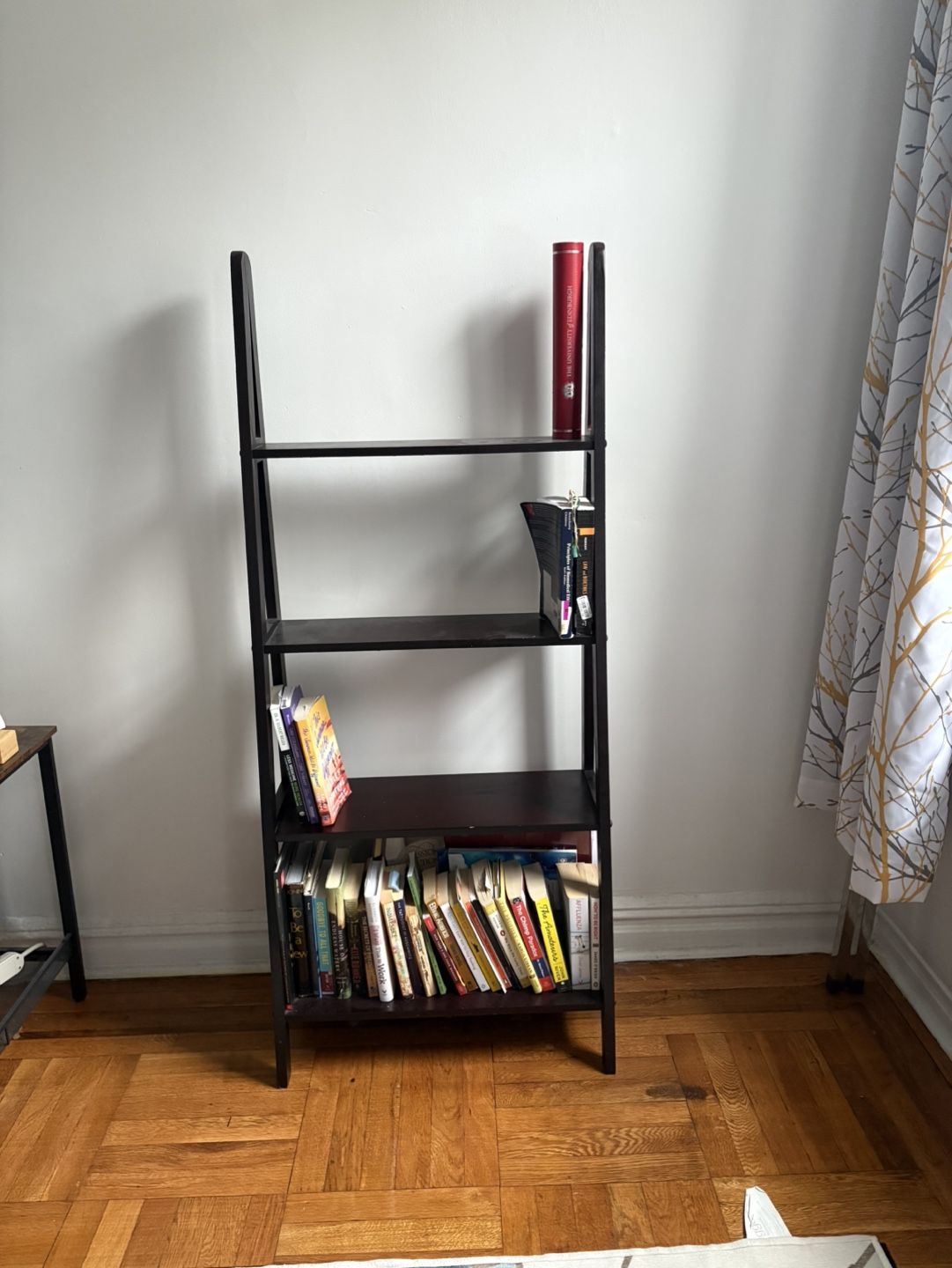 Dark Wood Ladder Bookshelf