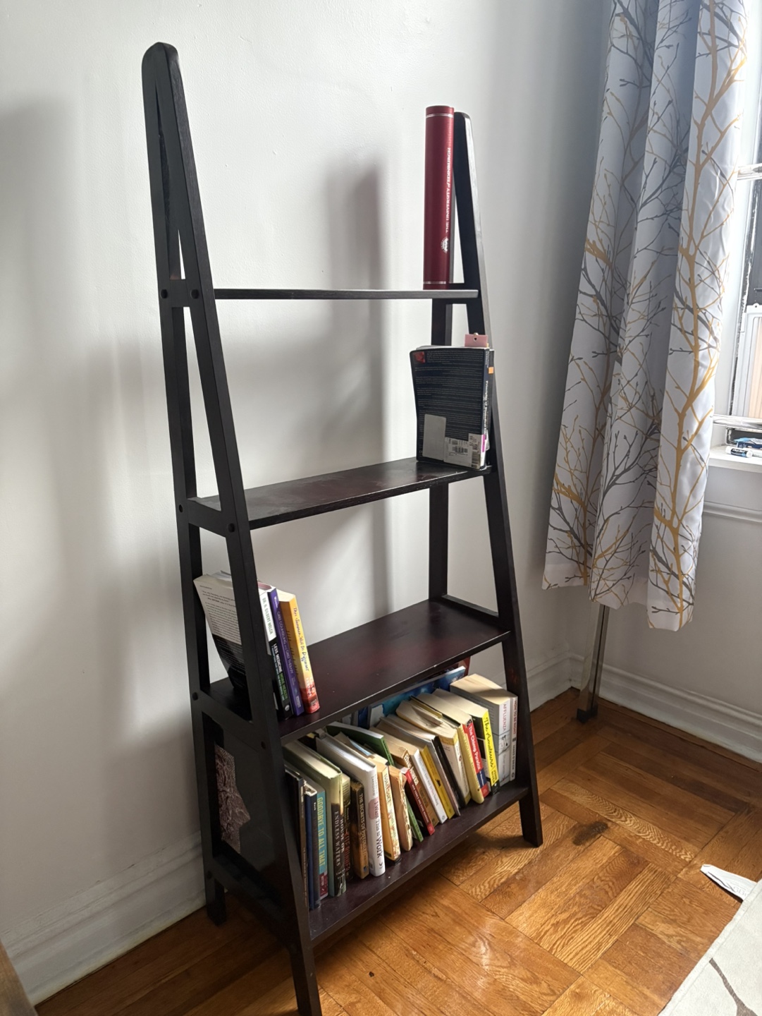 Dark Wood Ladder Bookshelf - photo 3