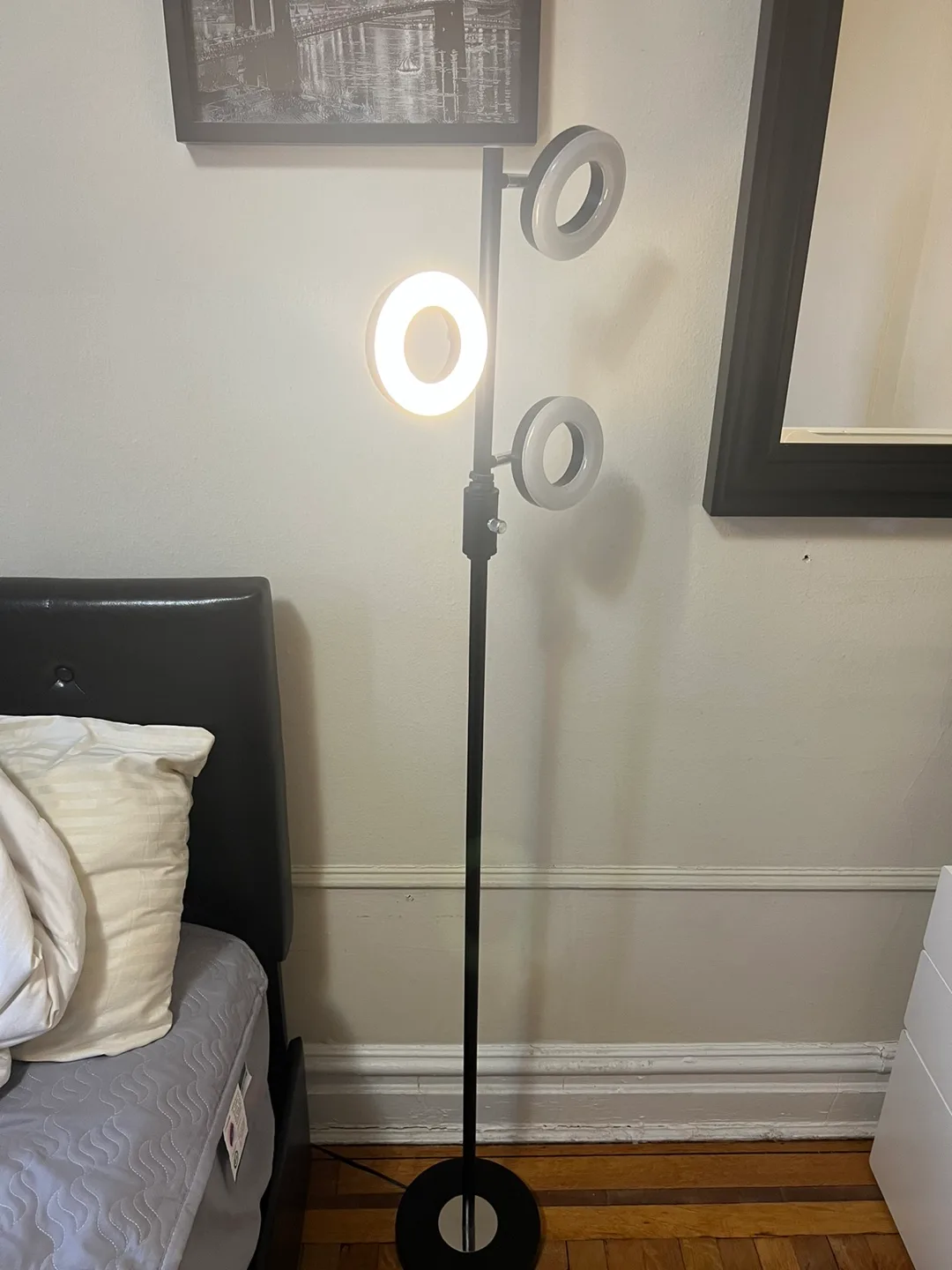 Modern LED Floor Lamp with Three Ring Lights image indicator(2)