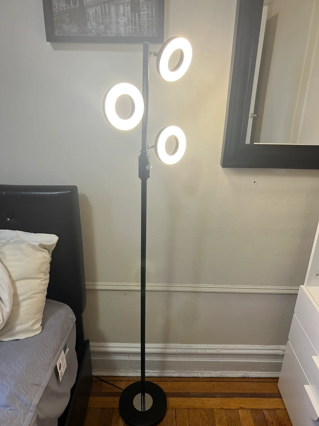 Modern LED Floor Lamp with Three Ring Lights image indicator(4)