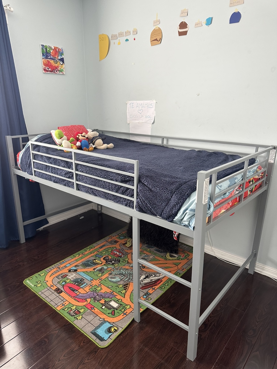 Kids Loft Bed with Firetruck Theme & Slide