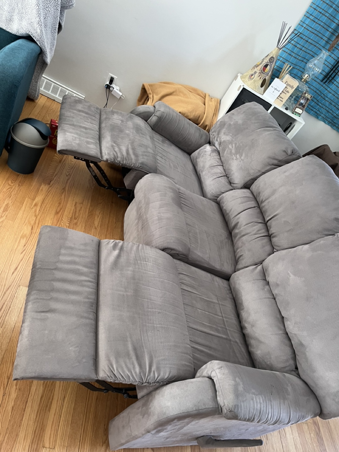 Grey Reclining Sofa with Cup Holders - photo 4