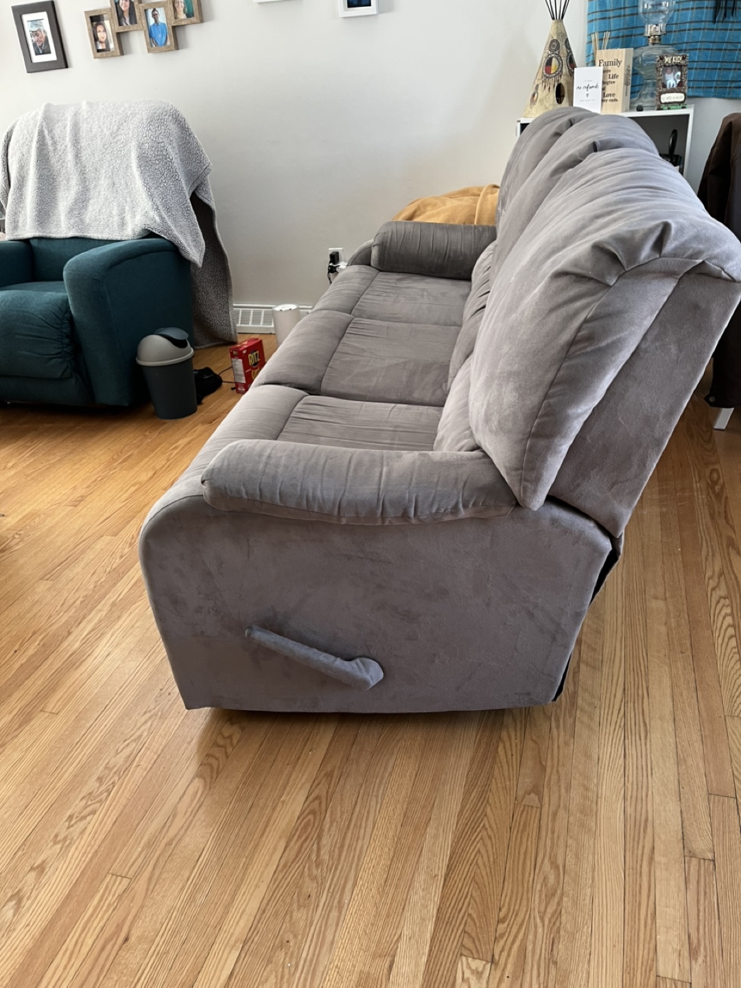 Grey Reclining Sofa with Cup Holders - photo 2