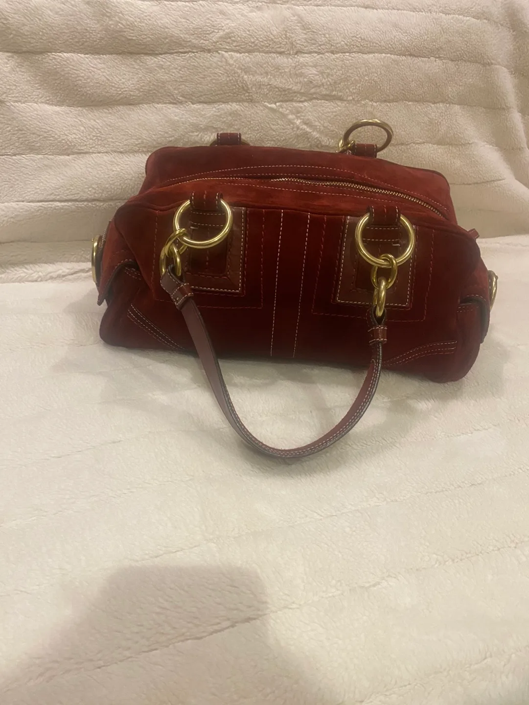Coach Burgundy Suede Handbag image indicator(4)