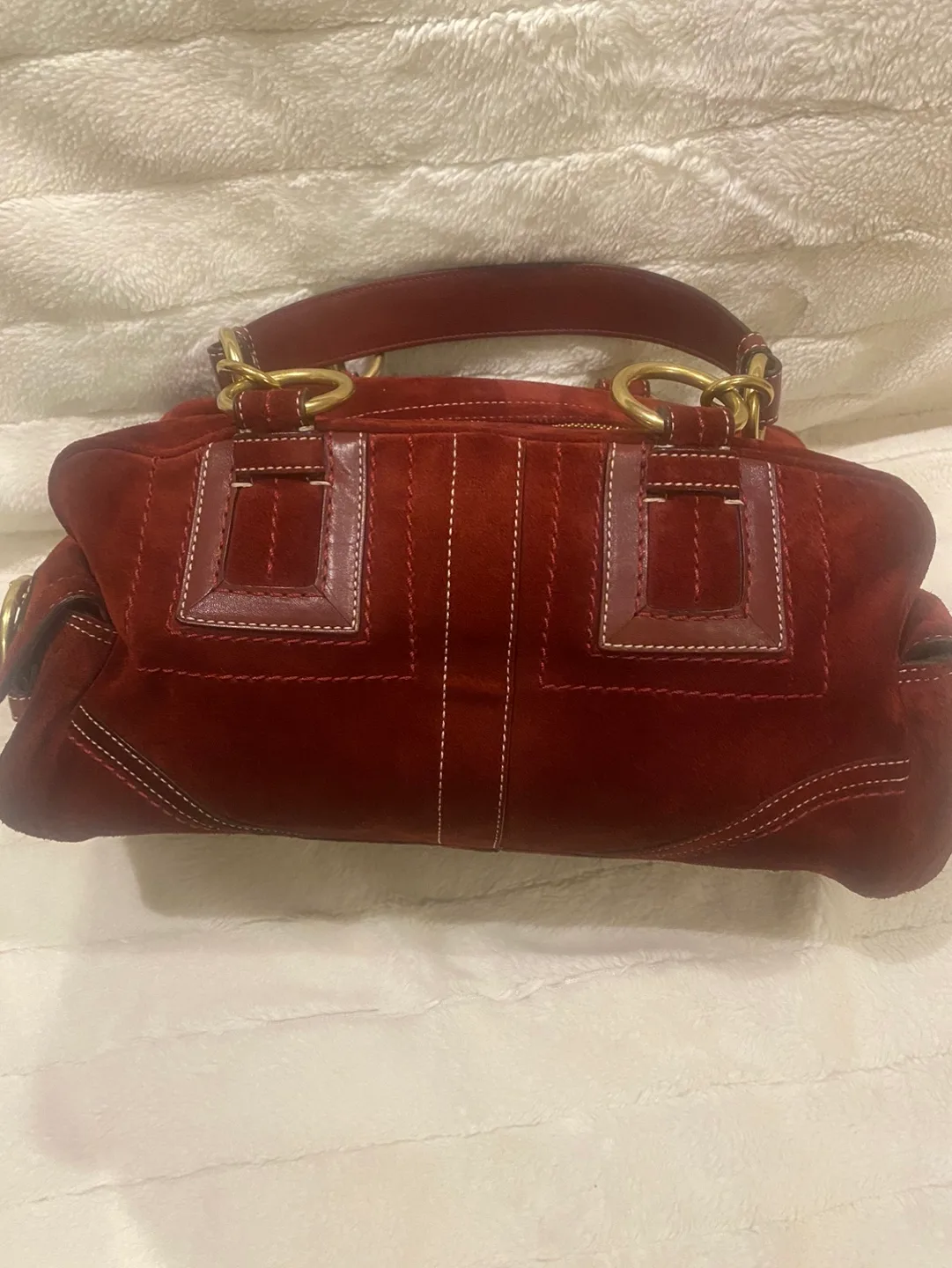 Coach Burgundy Suede Handbag image indicator(3)