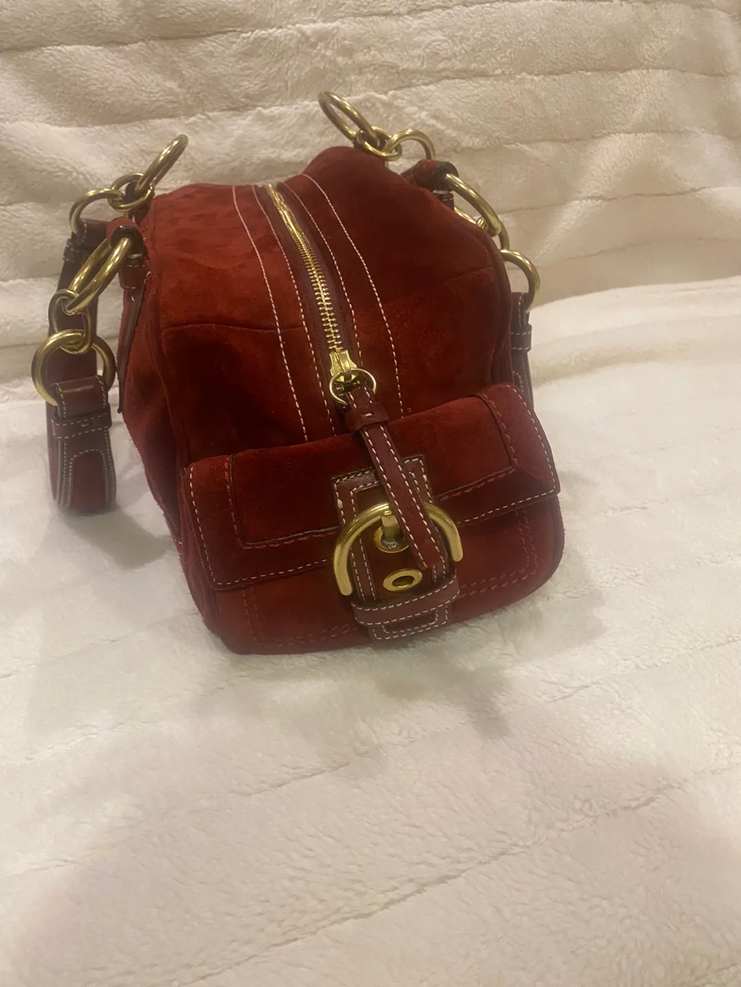 Coach Burgundy Suede Handbag image indicator(2)