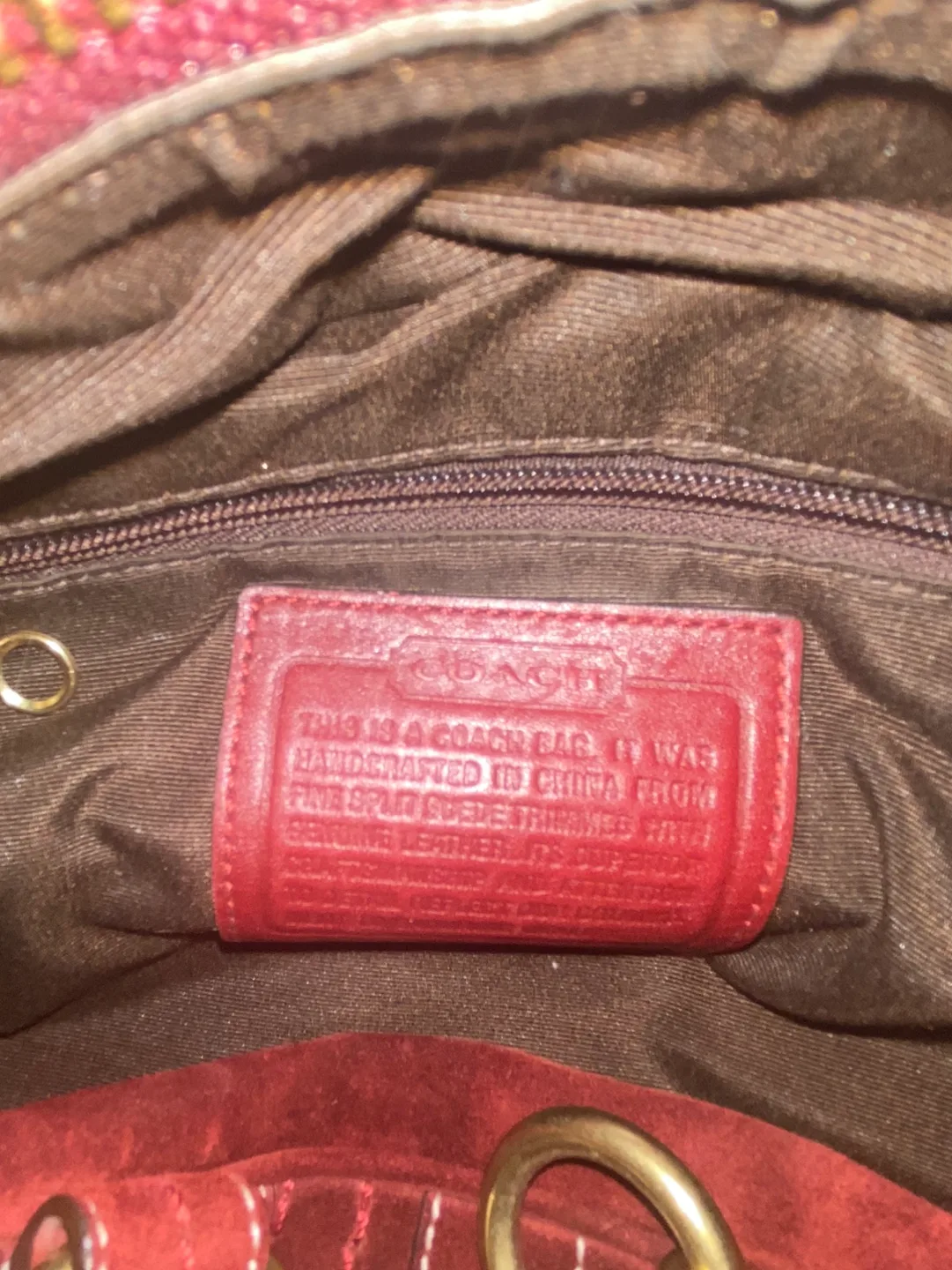 Coach Burgundy Suede Handbag image indicator(5)