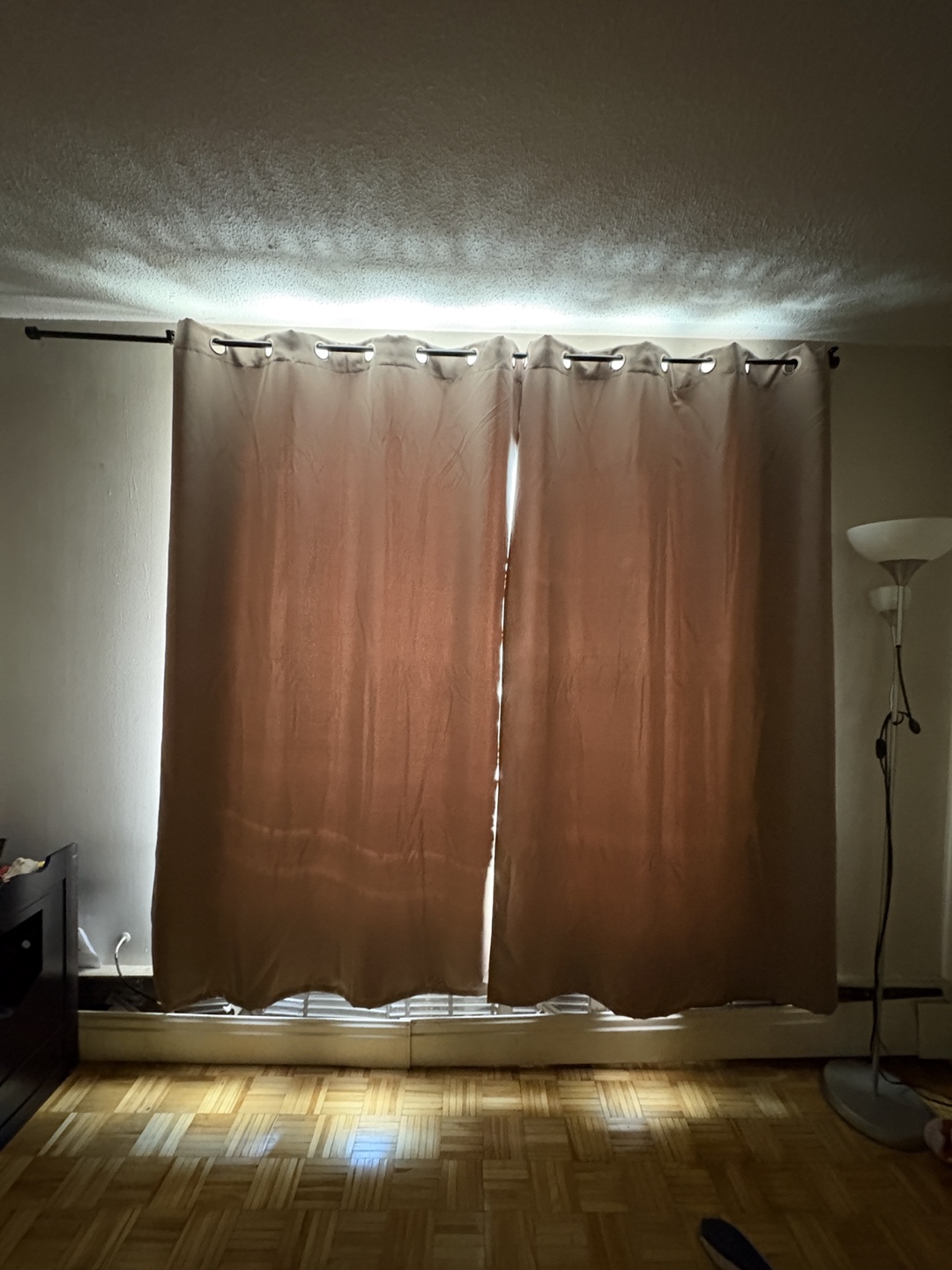 Light Brown Blackout Curtains with rod
