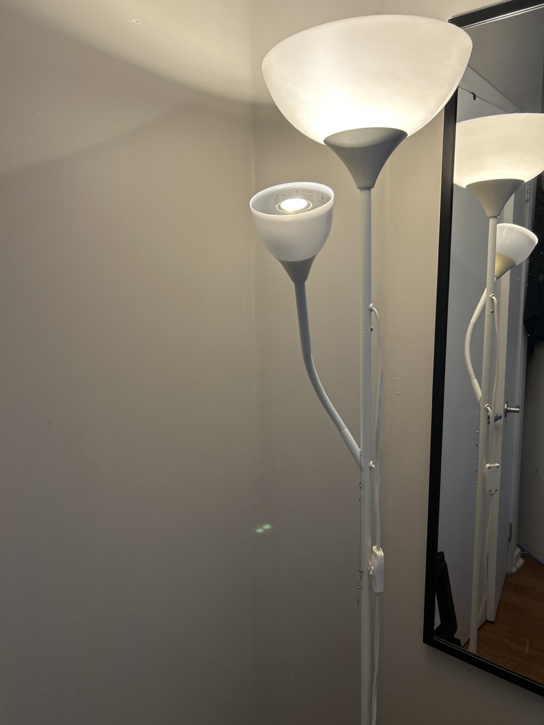 2 X White Two-Light Floor Lamp
