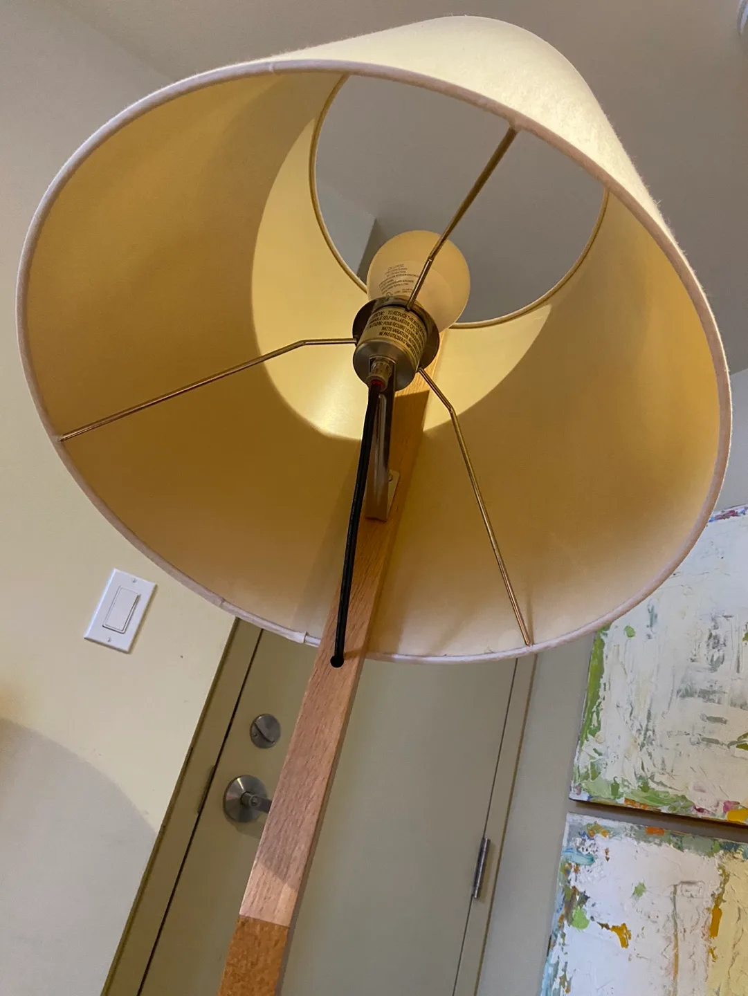 Modern Wooden Floor Lamp with White Shade image indicator(5)