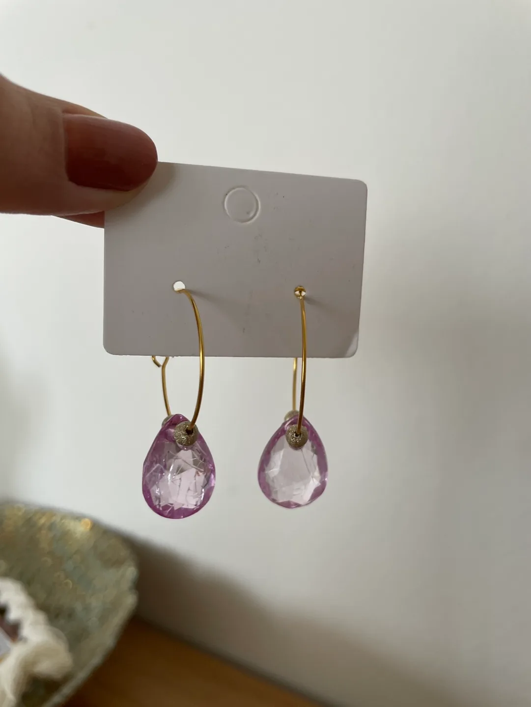 NWT - Pink Drop Hoop Earrings image indicator(2)