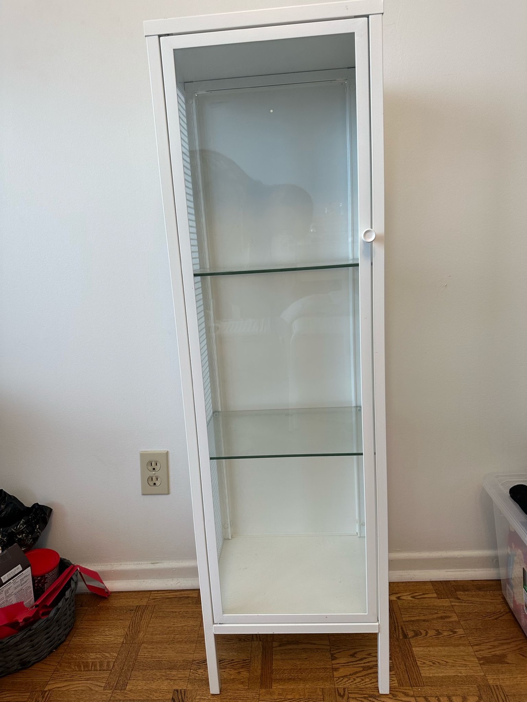 White Metal and Glass Display Cabinet