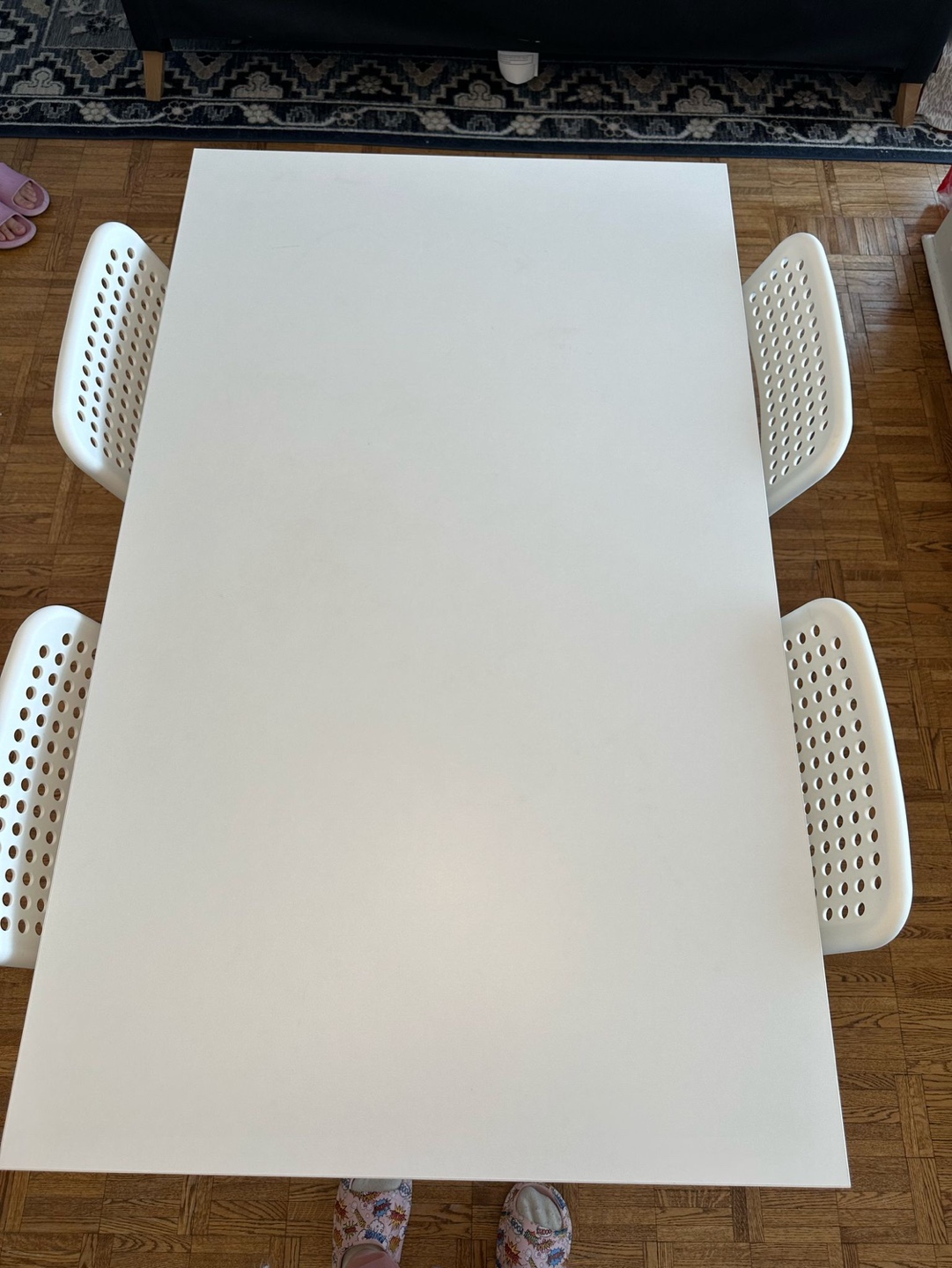 White IKEA Table and Four Chairs