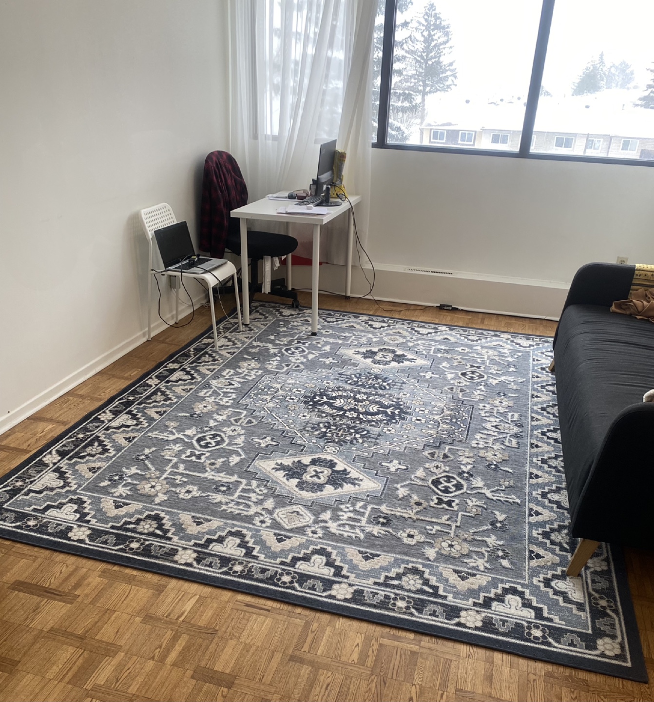 Large Grey and Blue Area Rug - photo 2