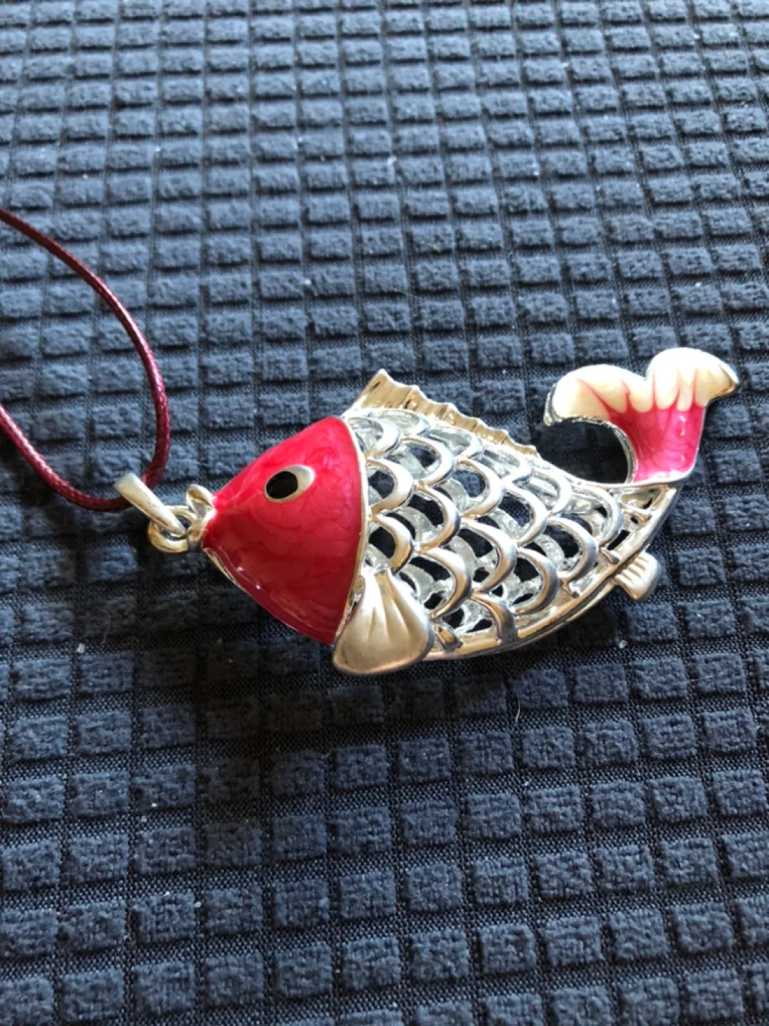 Red and Silver Koi Fish Necklace with Enamel ~~~ image indicator(3)