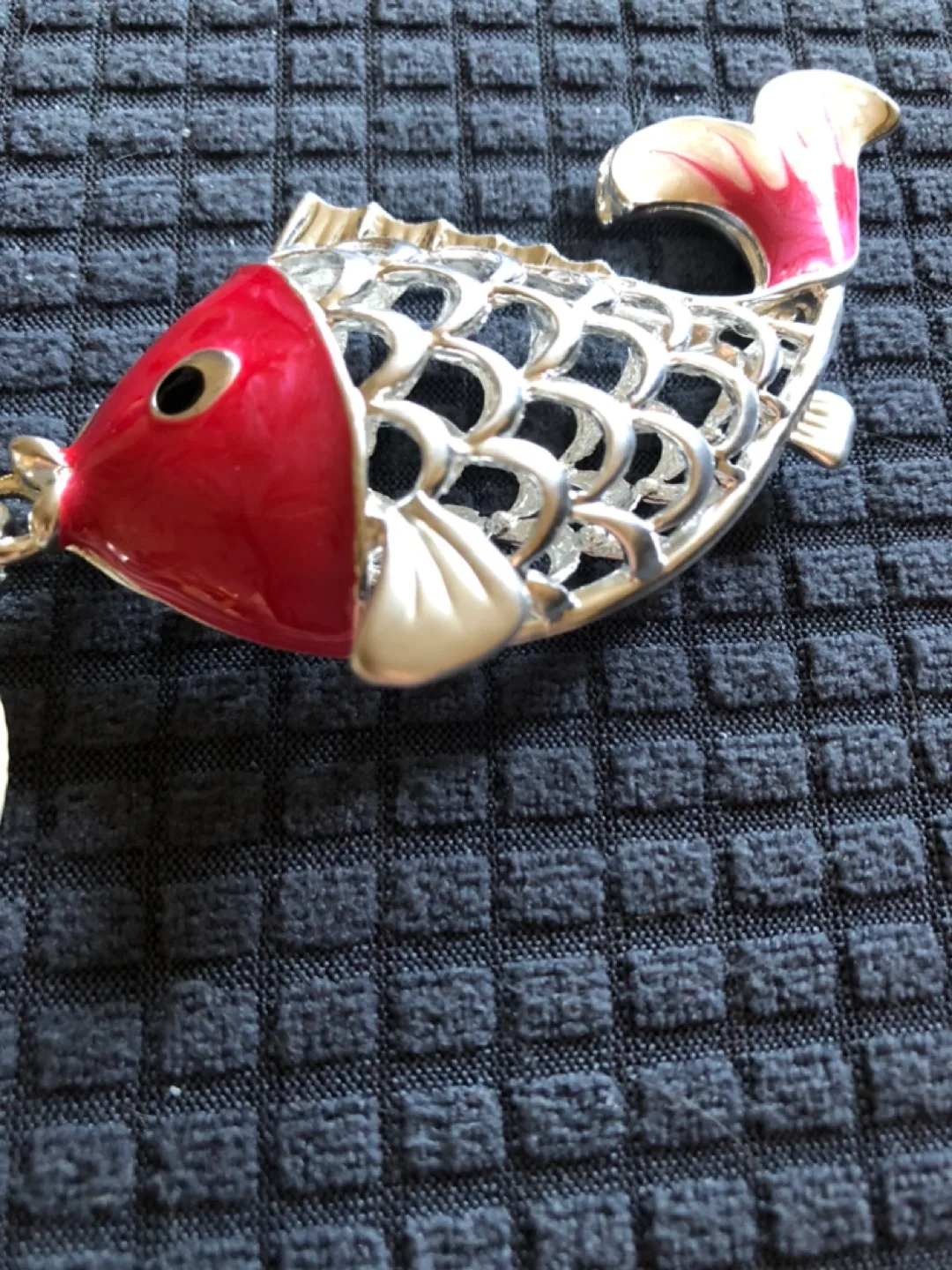 Red and Silver Koi Fish Necklace with Enamel ~~~ image indicator(5)