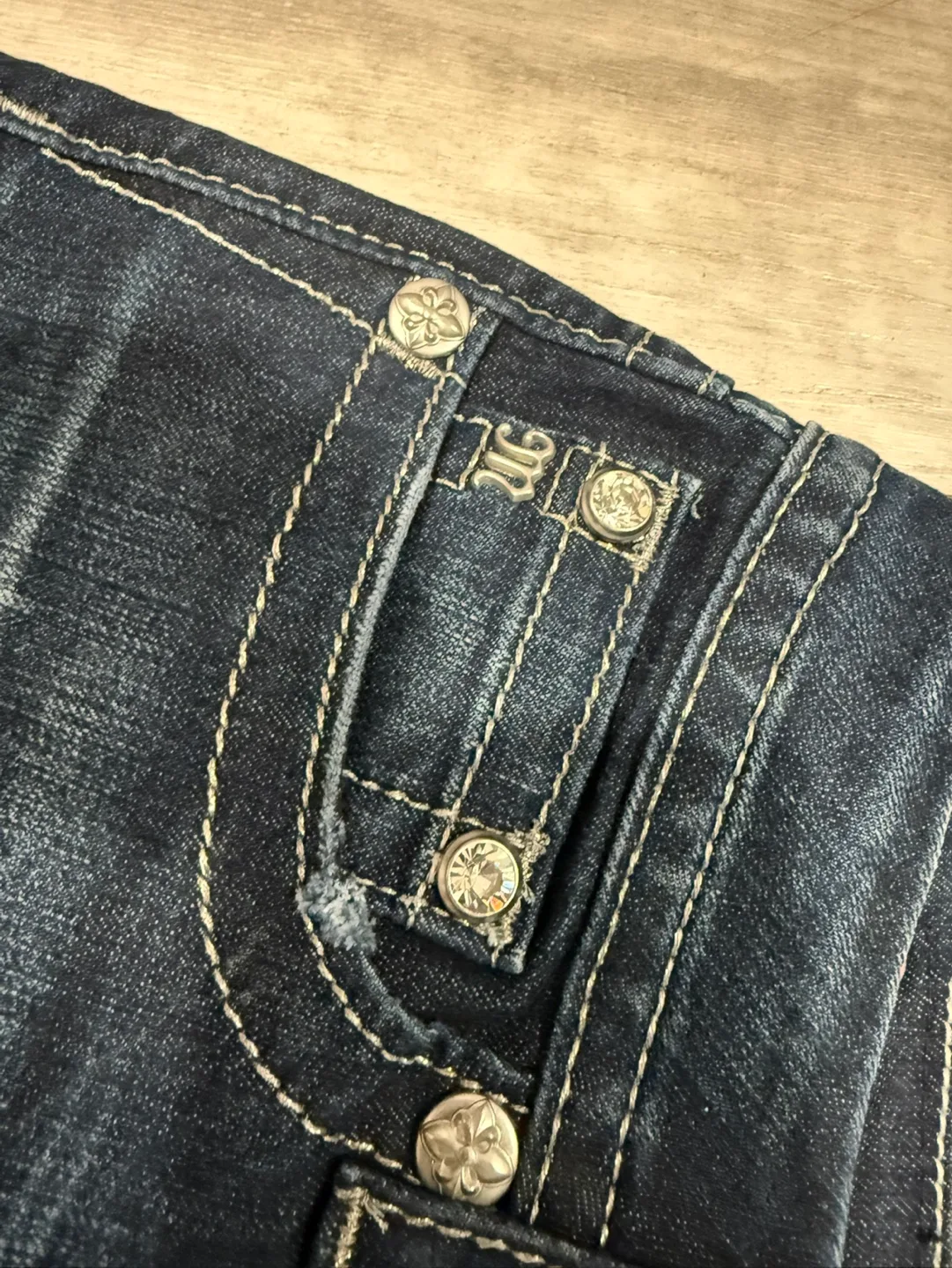 Miss Me Size 30 Dark Wash Denim Shorts image indicator(5)