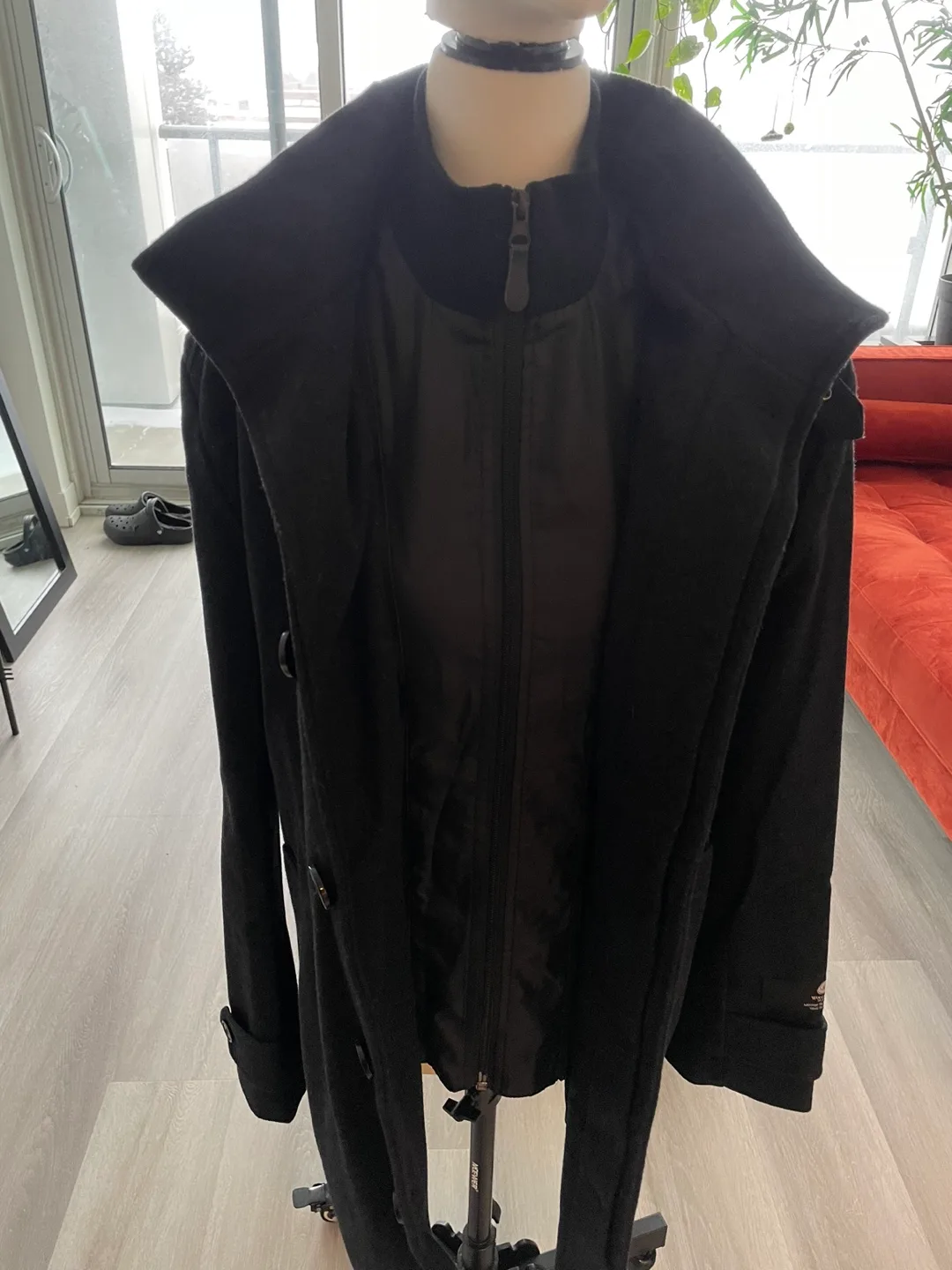 Men's dark grey wool blend coat image indicator(3)