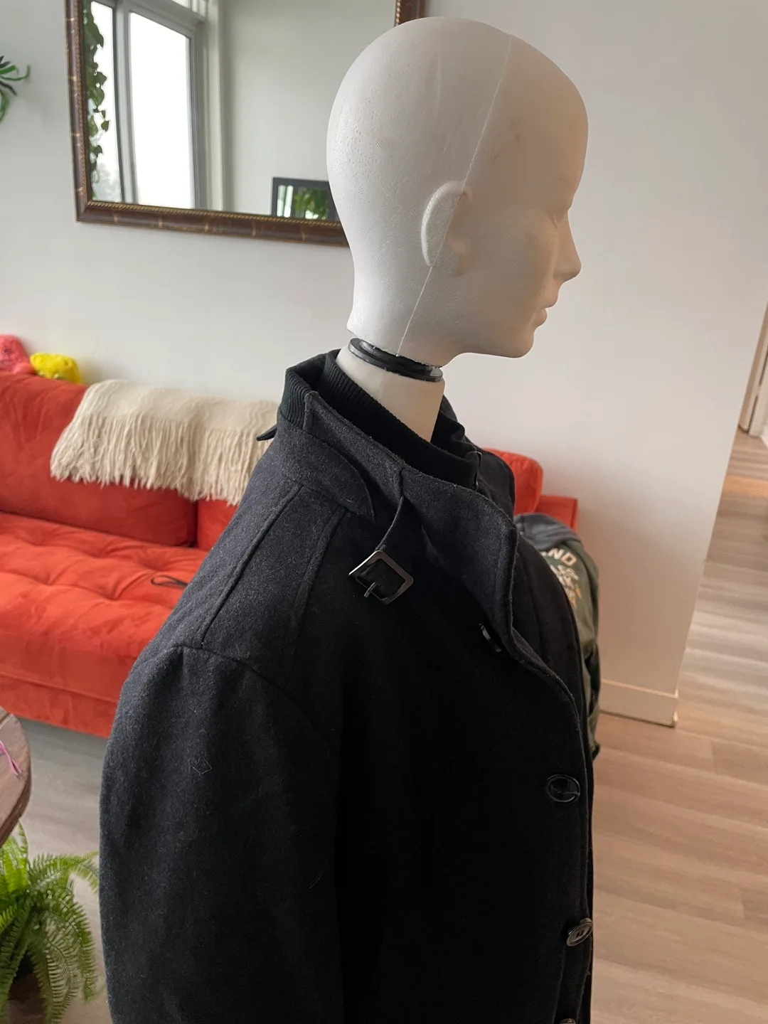 Men's dark grey wool blend coat image indicator(2)