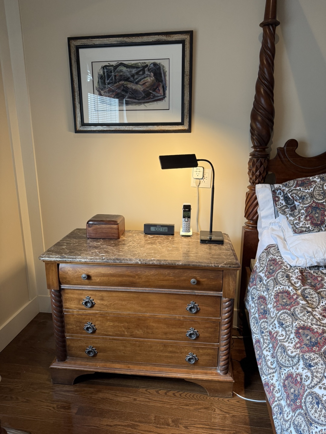 King Size Poster Bed Frame and Nightstand - photo 5