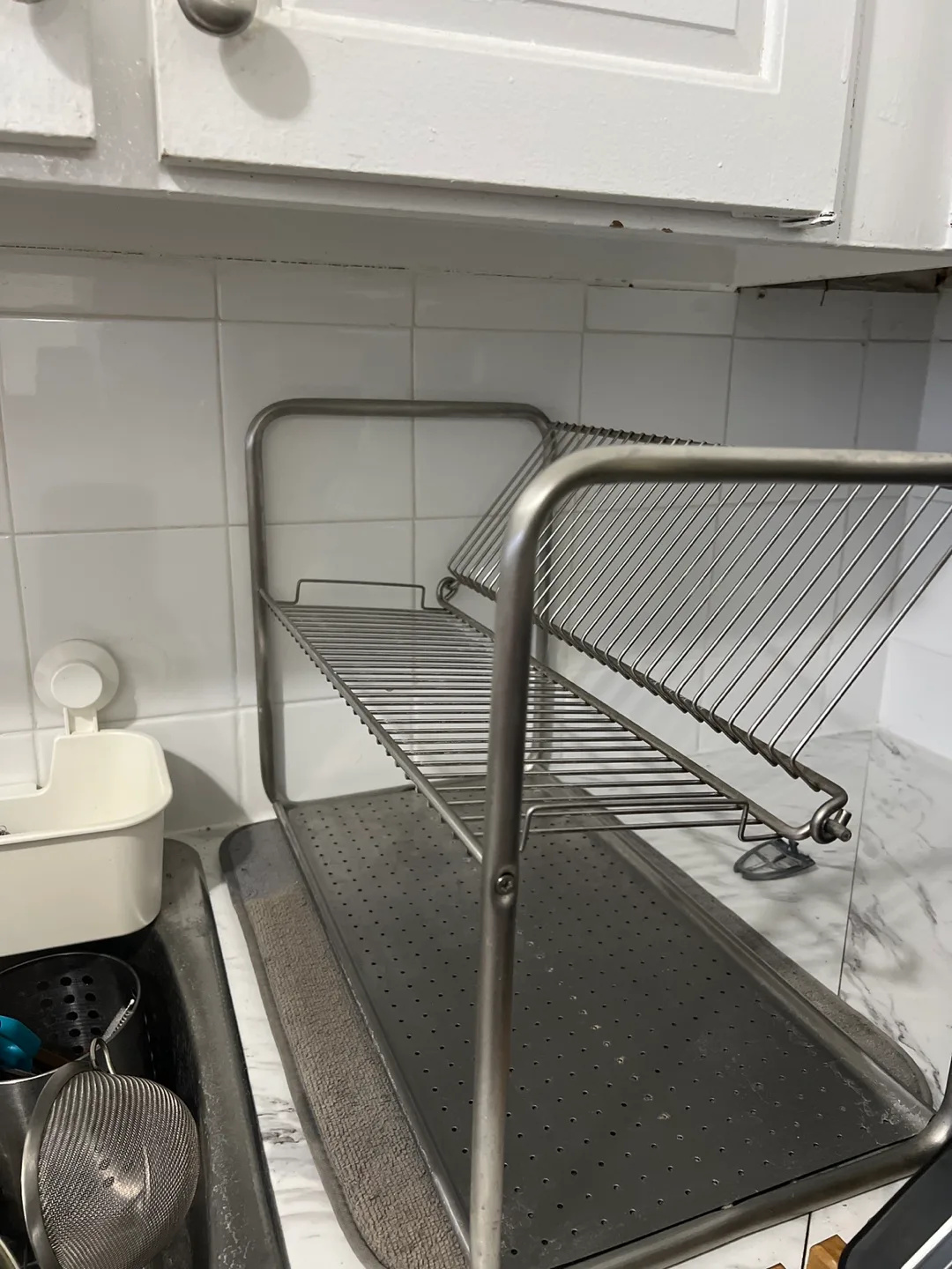 Two-Tier Dish Rack with Drip washable pad. thumbnail