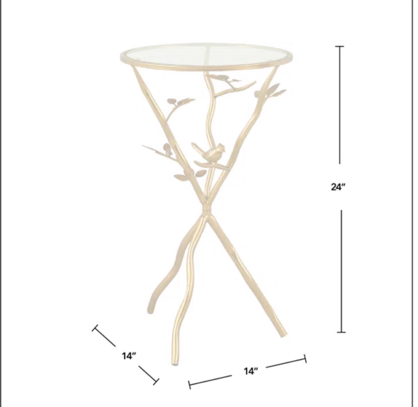 Gold Metal Accent Table with Glass Top - photo 3