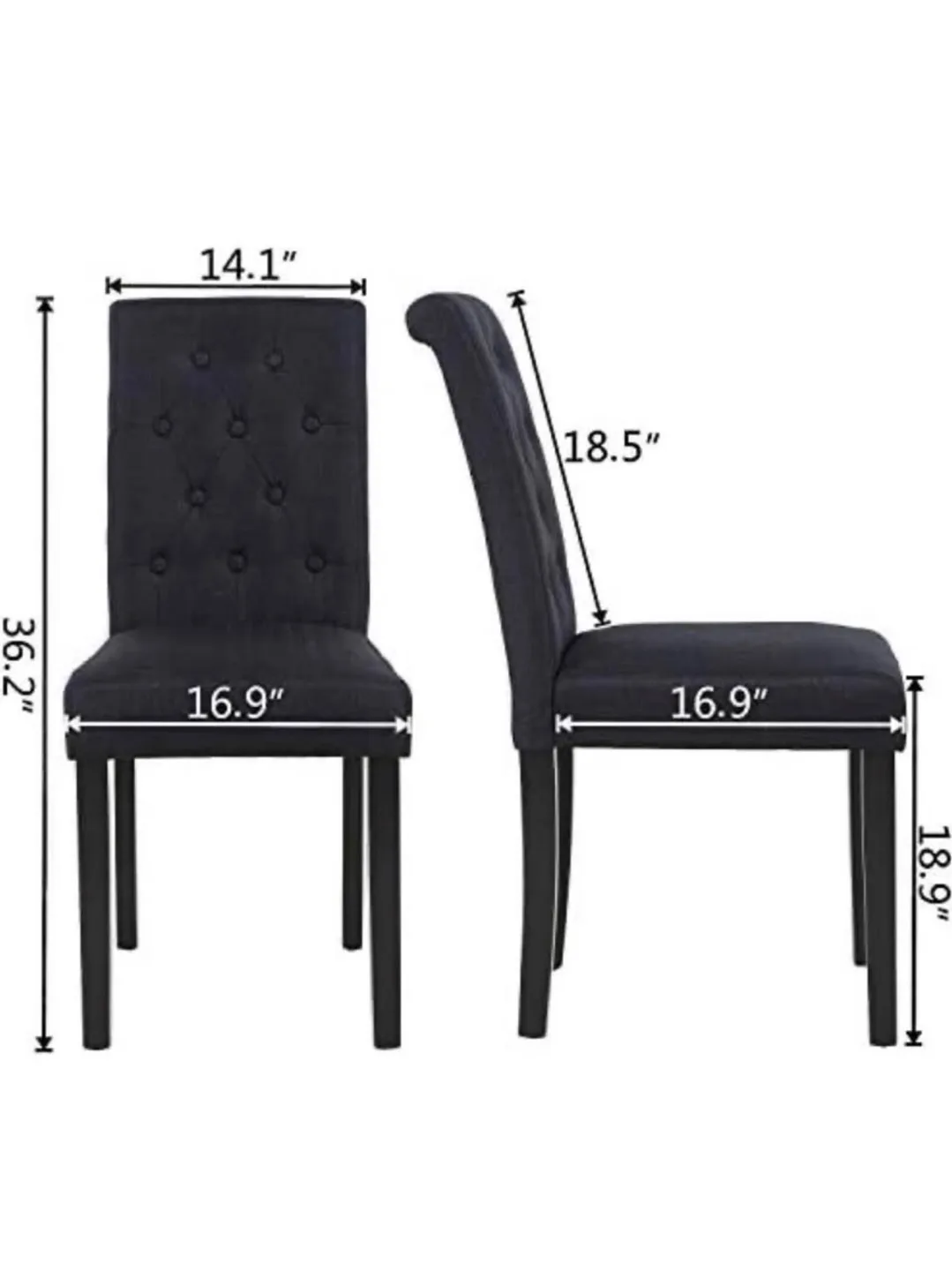 Set of 2 Black Button Tufted Dining Chairs image indicator(2)