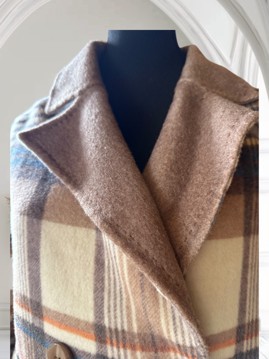 Women's Plaid Double-Breasted Longline Coat - photo 3