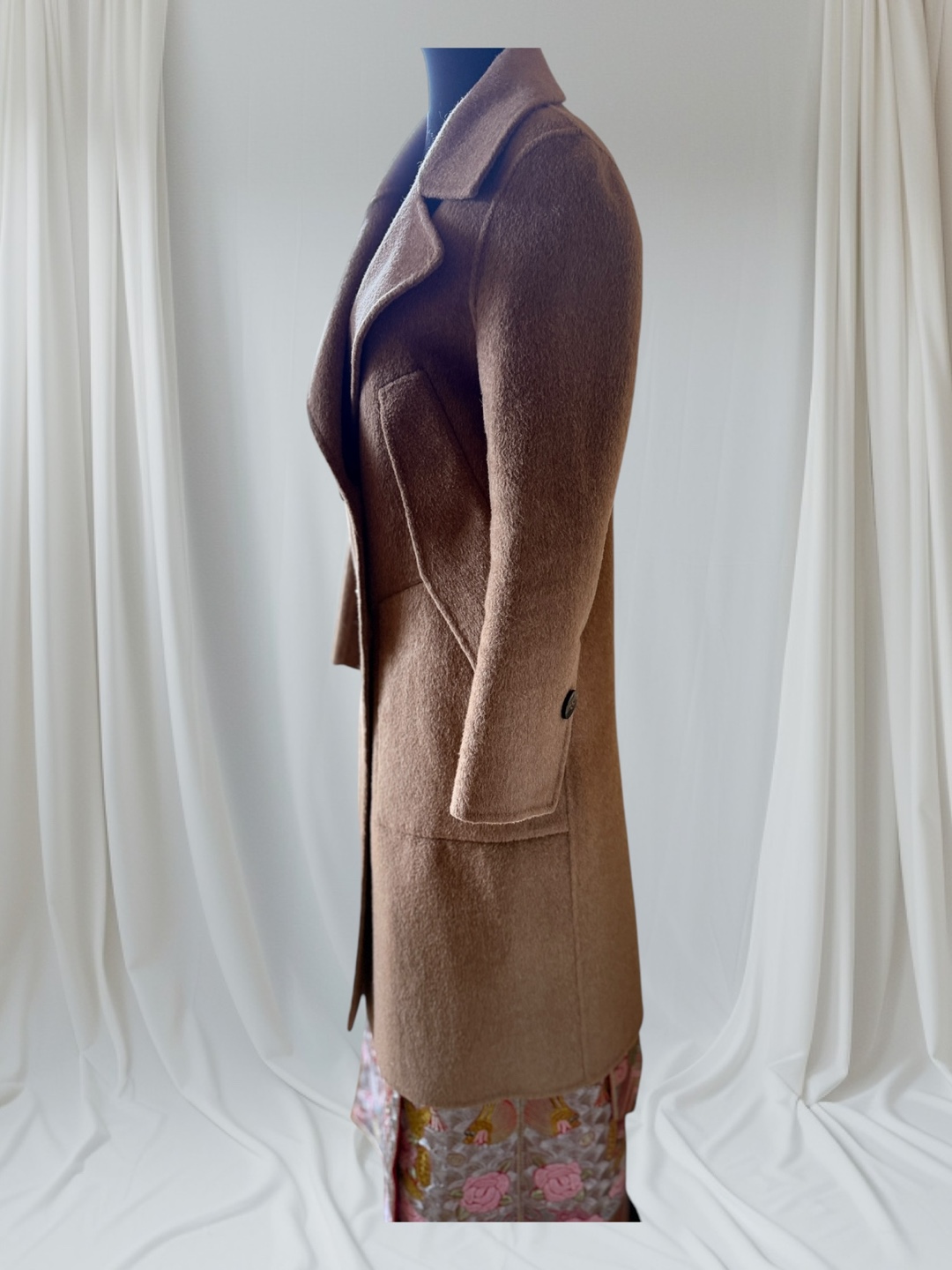 Women's Beige Double-Breasted Wool Coat - photo 4