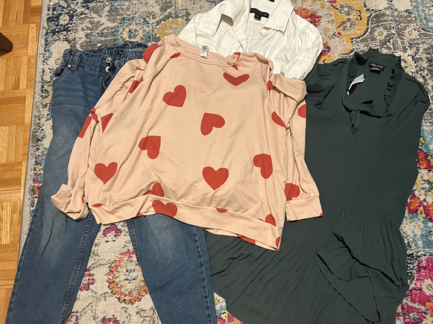 Women's Clothing Bundle: Jeans, Sweater, Blouse & Dress thumbnail