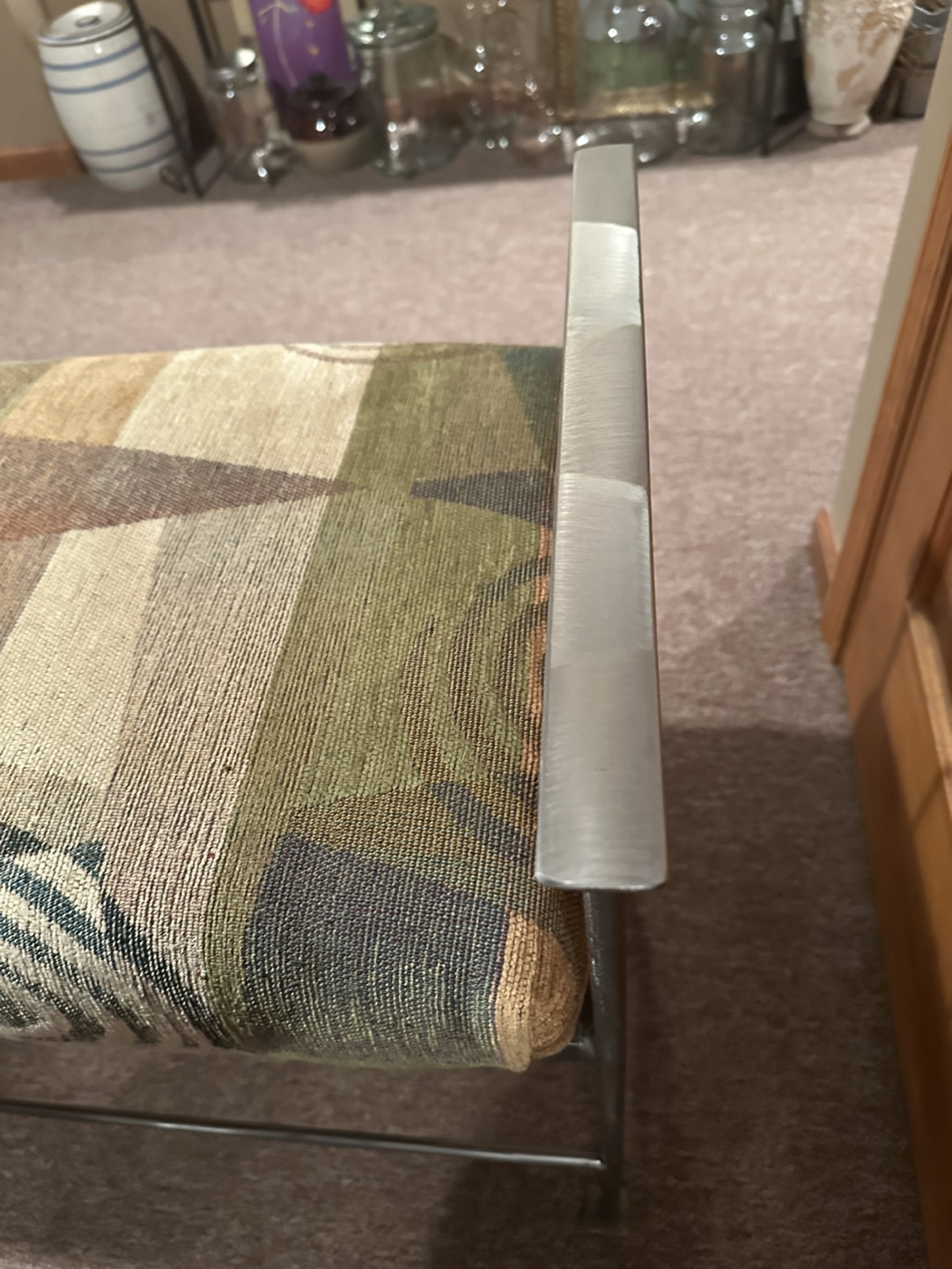 Metal Frame Bench with Abstract Pattern Upholstery - photo 3