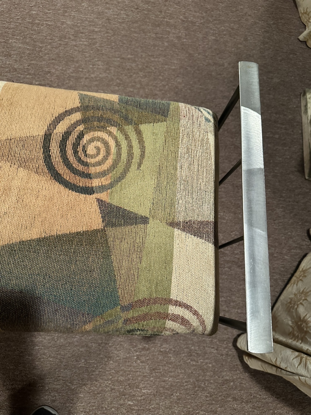Metal Frame Bench with Abstract Pattern Upholstery - photo 5