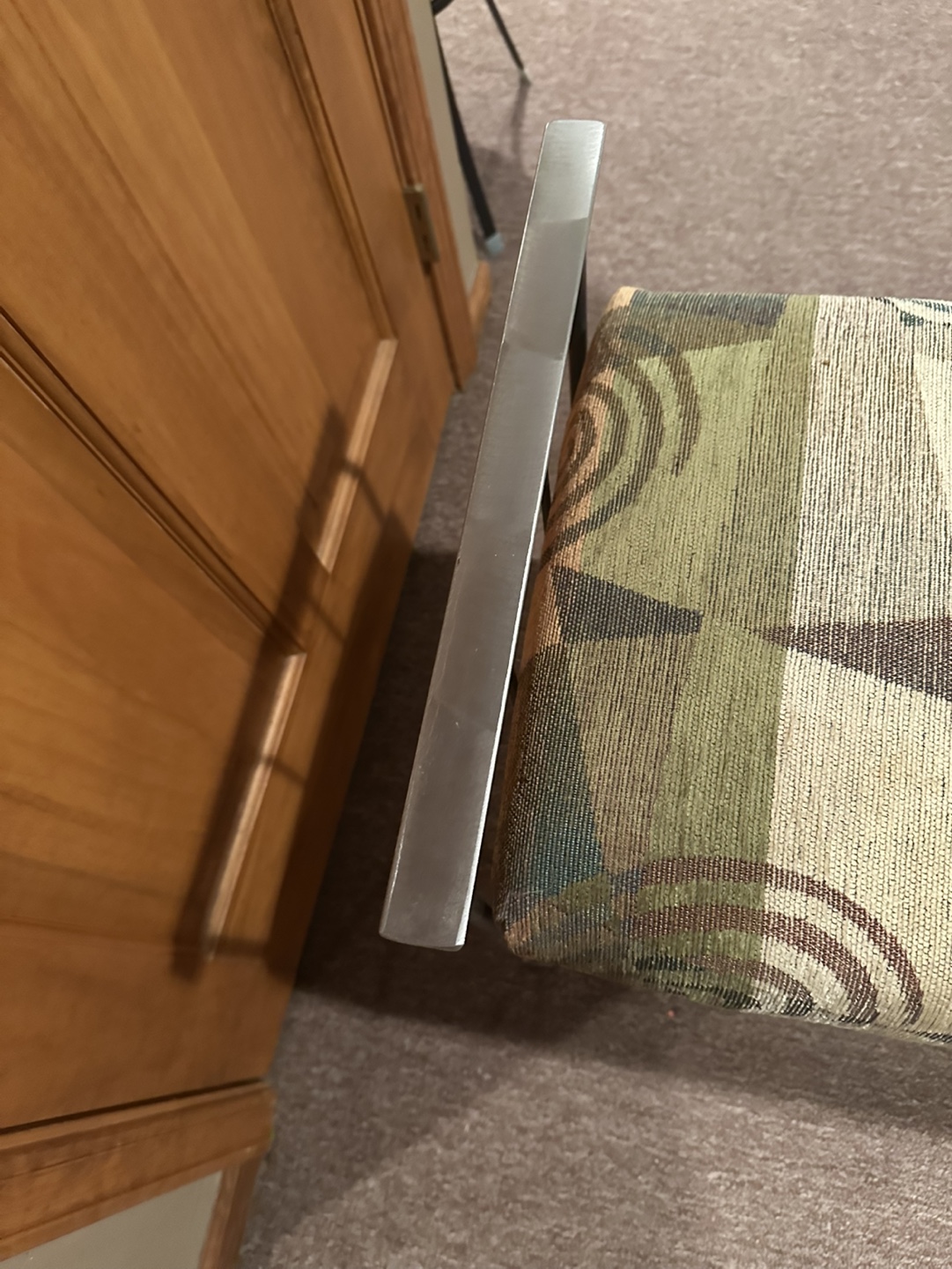 Metal Frame Bench with Abstract Pattern Upholstery - photo 4