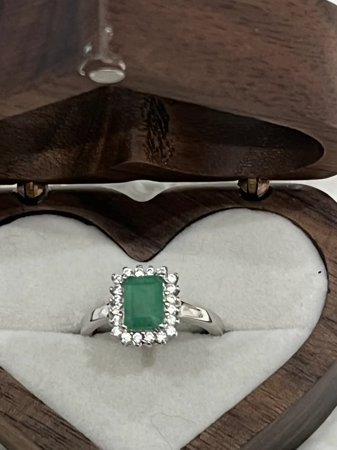 Genuine Colombian Emerald and Cubic Zirconia Ring image indicator(3)