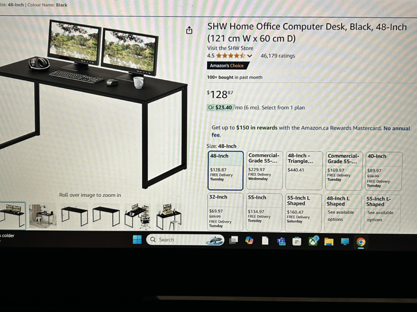 SHW 48-inch Home Office Computer Desk - Black - photo 4