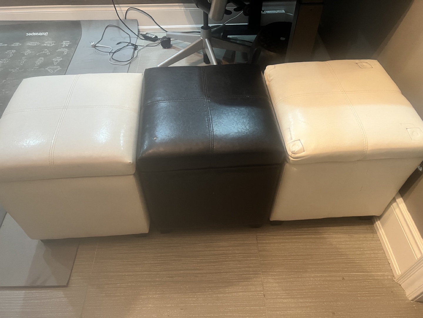 Set of Three Storage Ottomans