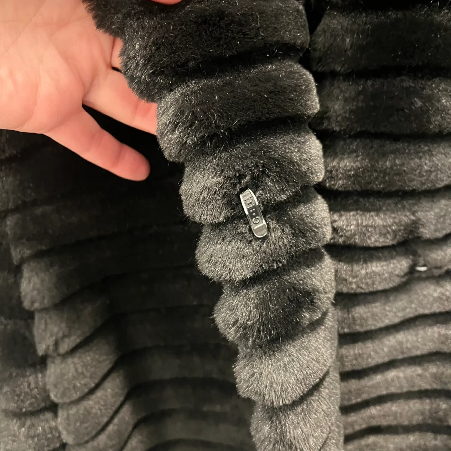 Black Faux Fur Jacket with Collar and Cuffs image indicator(5)